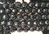 LSBS715 15 inches 16mm faceted round black agate gemstone beads wholesale LSBS715 15 inches 16mm faceted round black agate gemstone beads wholesale