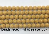 LVBS03 6mm, 8mm, 10mm, 12mm, 14mm, 16mm, 18mm & 20mm round yellow lava beads