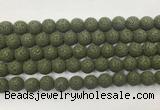 LVBS07 6mm, 8mm, 10mm, 12mm, 14mm, 16mm, 18mm & 20mm round dark green lava beads