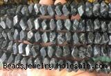 NGBS123 15 inches 8*12mm - 10*14mm faceted nuggets black labradorite beads