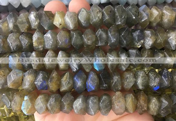 NGBS126 15 inches 8*12mm - 10*14mm faceted nuggets labradorite beads