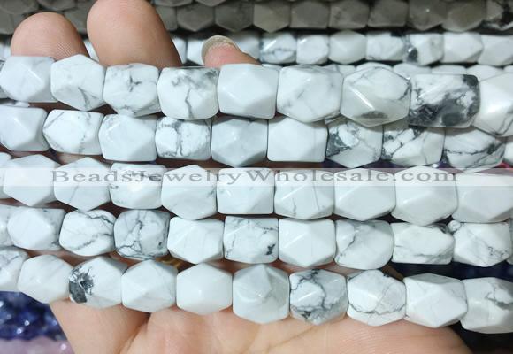 NGBS148 15 inches 9*11mm faceted nuggets white howlite gemstone beads