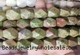 NGBS164 15 inches 13*18mm faceted nuggets unakite gemstone beads