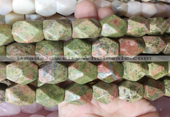 NGBS164 15 inches 13*18mm faceted nuggets unakite gemstone beads