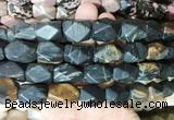 NGBS174 15 inches 13*18mm faceted nuggets black picasso jasper gemstone beads