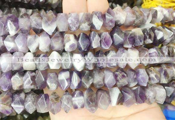 NGBS208 15 inches 8*12mm - 10*14mm faceted nuggets dogtooth amethyst beads