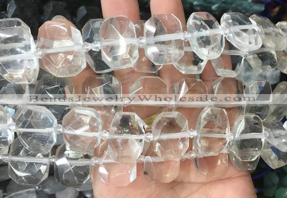 NGBS61 15 inches 13*18mm - 15*20mm faceted freeform white crystal beads