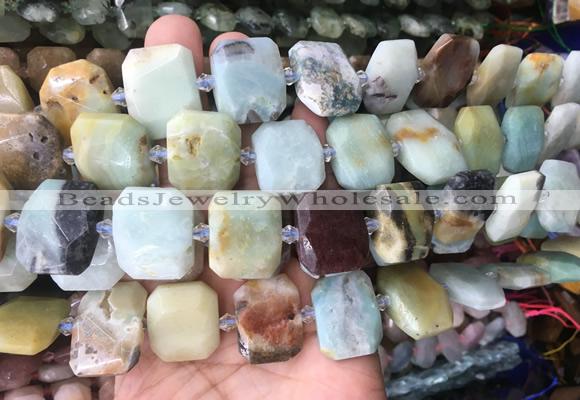 NGBS82 15 inches 13*18mm - 15*20mm faceted freeform colorful amazonite beads