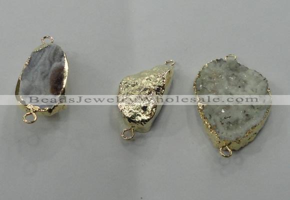 NGC101 20*30mm - 30*45mm freeform druzy agate connectors wholesale