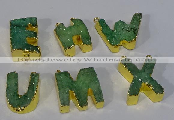 NGC1070 20*25mm - 25*30mm letter druzy agate connectors wholesale