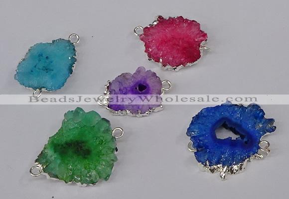 NGC1082 15*20mm - 30*35mm freeform druzy agate connectors wholesale