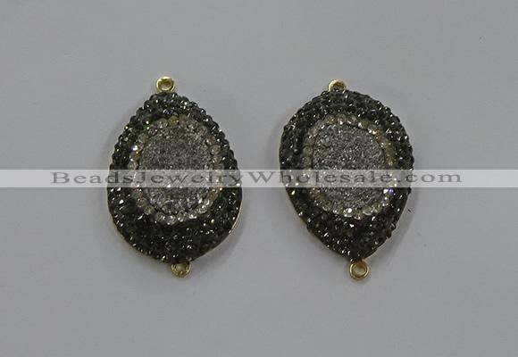 NGC1101 25*35mm teardrop druzy agate connectors wholesale