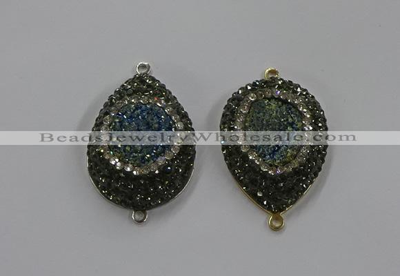 NGC1102 25*35mm teardrop druzy agate connectors wholesale