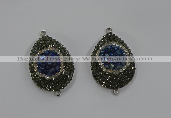 NGC1103 25*35mm teardrop druzy agate connectors wholesale