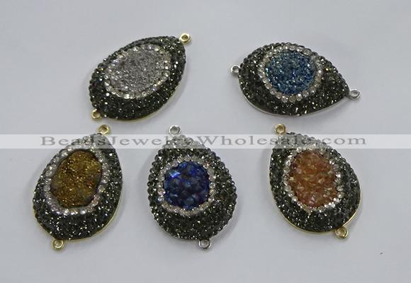 NGC1105 25*35mm teardrop druzy agate connectors wholesale