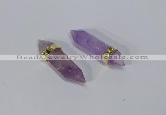 NGC1128 8*40mm - 10*35mm sticks amethyst connectors wholesale