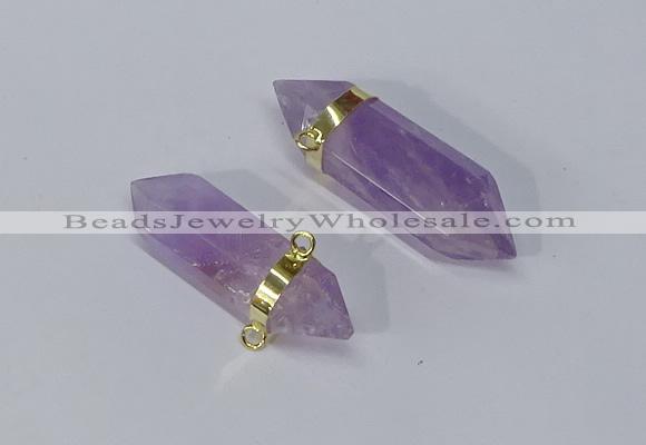 NGC1129 12*40mm - 12*45mm sticks amethyst connectors wholesale