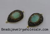 NGC1131 25*35mm teardrop Australia chrysoprase connectors wholesale