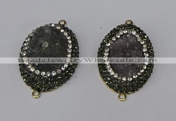 NGC1144 25*35mm oval druzy agate connectors wholesale