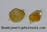 NGC1152 20*30mm - 30*35mm freeform citrine gemstone connectors