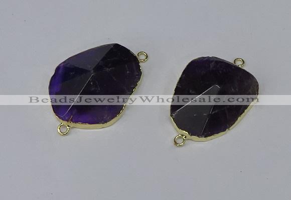 NGC1154 20*30mm - 30*35mm freeform amethyst gemstone connectors