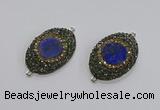 NGC1164 25*35mm oval lapis lazuli gemstone connectors wholesale