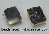 NGC120 30*40mm - 35*45mm rectangle druzy amethyst connectors