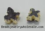 NGC121 20*25mm - 25*35mm butterfly druzy amethyst connectors