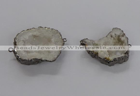 NGC1250 30*40mm - 40*45mm freefrom druzy agate connectors wholesale