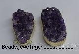 NGC1323 35*50mm - 40*60mm freeform druzy amethyst connectors