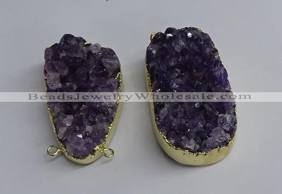 NGC1323 35*50mm - 40*60mm freeform druzy amethyst connectors