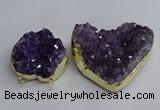 NGC1324 45*50mm - 50*60mm heart druzy amethyst connectors