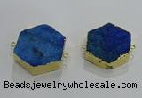 NGC1331 30*30mm - 35*35mm hexagon druzy agate connectors