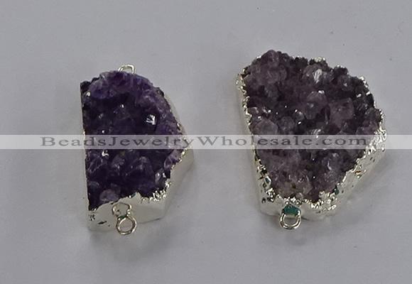 NGC1435 20*25mm - 25*30mm freeform druzy amethyst connectors