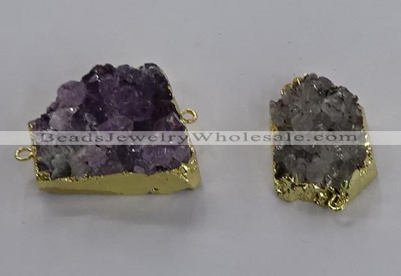 NGC1436 20*25mm - 25*30mm freeform druzy amethyst connectors