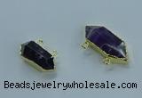 NGC1453 10*24mm - 14*35mm hexagon amethyst connectors wholesale