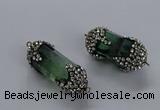 NGC1463 15*40mm - 15*45mm faceted nuggets green fluorite connectors