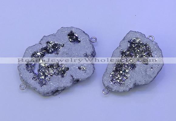 NGC1472 28*35mm - 40*45mm freeform plated druzy agate connectors