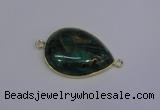 NGC1550 22*30mm teardrop malachite & pyrite gemstone connectors