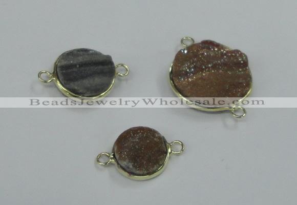 NGC156 14mm - 20mm coin plated druzy agate connectors