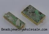 NGC1711 15*30mm - 25*45mm rectangle green gemstone connectors