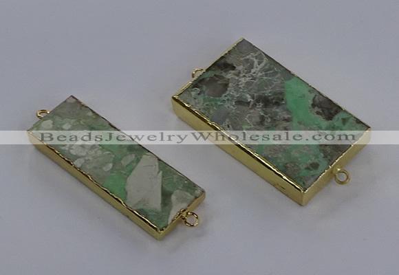 NGC1711 15*30mm - 25*45mm rectangle green gemstone connectors