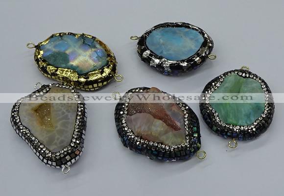 NGC1738 35*45mm - 40*55mm freeform druzy agate connectors