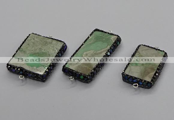 NGC1748 20*40mm - 25*35mm rectangle green apple jasper connectors