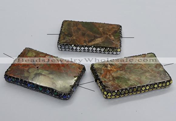 NGC1768 40*60mm rectangle ocean agate connectors wholesale