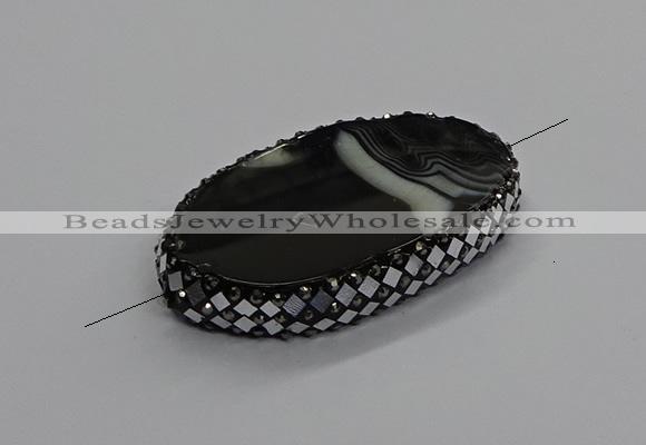 NGC1780 35*55mm oval agate gemstone connectors wholesale