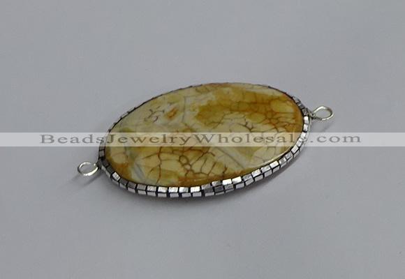 NGC1820 35*50mm oval agate gemstone connectors wholesale