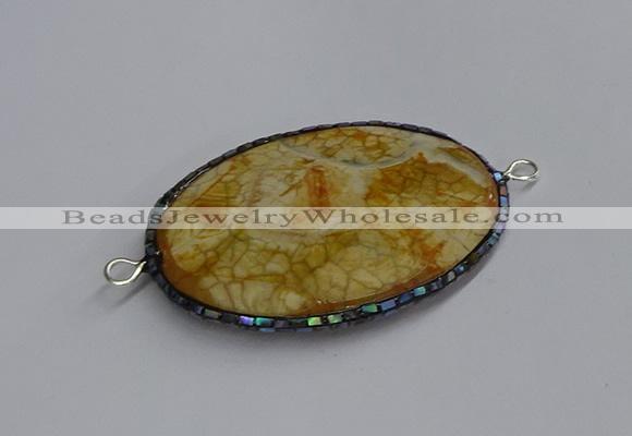 NGC1822 35*50mm oval agate gemstone connectors wholesale