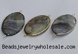 NGC1828 35*50mm oval agate gemstone connectors wholesale