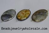 NGC1829 35*50mm oval agate gemstone connectors wholesale